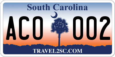 SC license plate ACO002