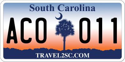 SC license plate ACO011