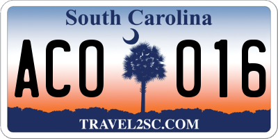 SC license plate ACO016