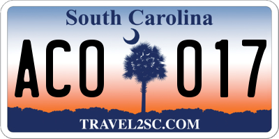 SC license plate ACO017