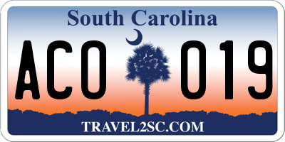 SC license plate ACO019
