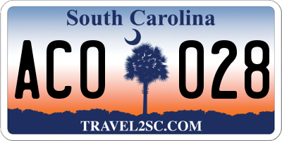 SC license plate ACO028