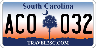 SC license plate ACO032