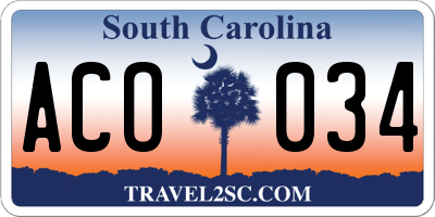 SC license plate ACO034