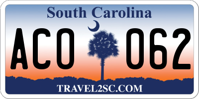SC license plate ACO062