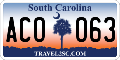 SC license plate ACO063