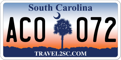 SC license plate ACO072