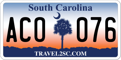 SC license plate ACO076