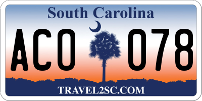 SC license plate ACO078
