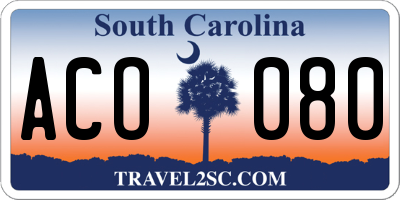 SC license plate ACO080
