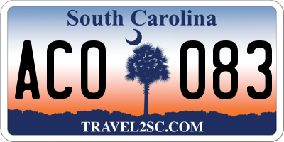 SC license plate ACO083