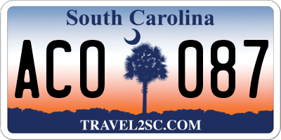 SC license plate ACO087