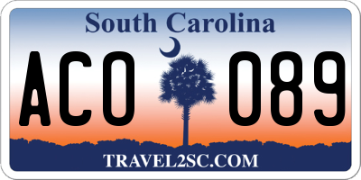 SC license plate ACO089
