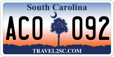 SC license plate ACO092