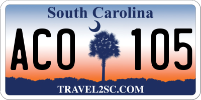 SC license plate ACO105