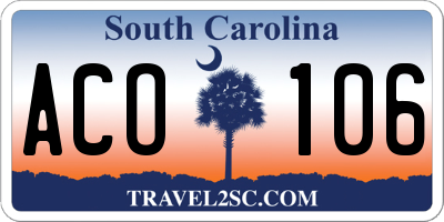 SC license plate ACO106