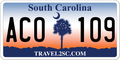 SC license plate ACO109