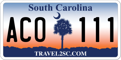 SC license plate ACO111