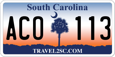 SC license plate ACO113