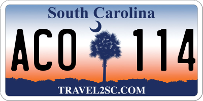 SC license plate ACO114