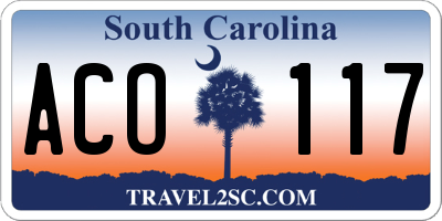 SC license plate ACO117