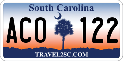 SC license plate ACO122