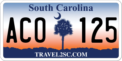 SC license plate ACO125
