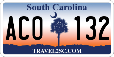 SC license plate ACO132