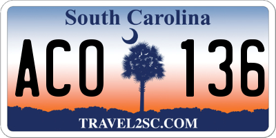 SC license plate ACO136