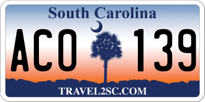 SC license plate ACO139