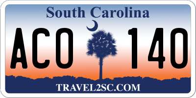 SC license plate ACO140