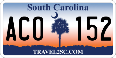 SC license plate ACO152