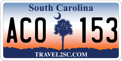 SC license plate ACO153