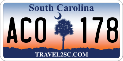 SC license plate ACO178