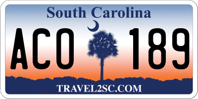 SC license plate ACO189