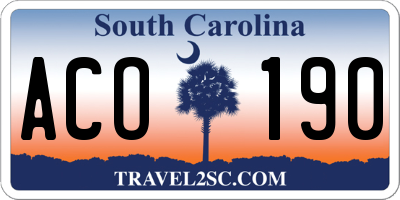 SC license plate ACO190
