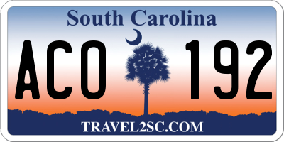 SC license plate ACO192