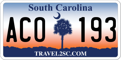 SC license plate ACO193
