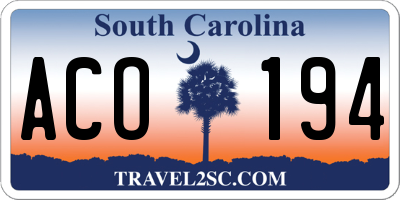 SC license plate ACO194