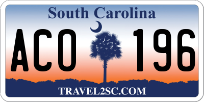 SC license plate ACO196