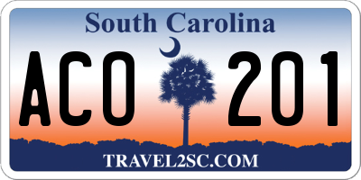 SC license plate ACO201