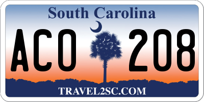 SC license plate ACO208