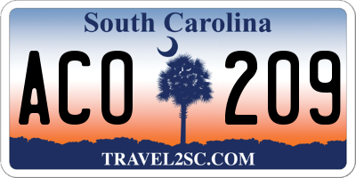 SC license plate ACO209