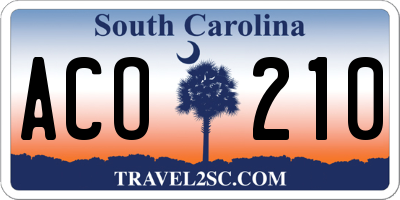 SC license plate ACO210