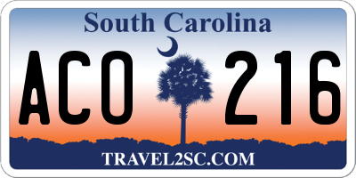 SC license plate ACO216