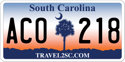 SC license plate ACO218