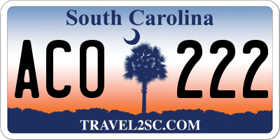 SC license plate ACO222