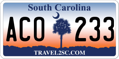 SC license plate ACO233