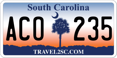 SC license plate ACO235
