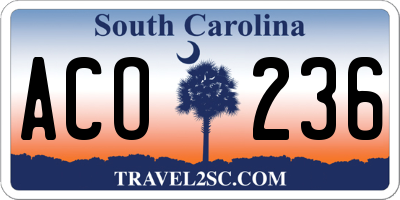 SC license plate ACO236
